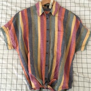 Madewell Rainbow Stripe Tie-Front Shirt